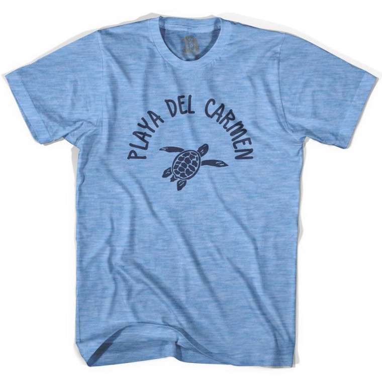 Playa del Carmen Beach Sea Turtle Adult Tri-Blend T-Shirt - Athletic Blue Playa del Carmen Beach Sea Turtle Adult Tri-Blend T-Shirt - Athletic Blue