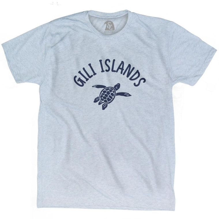 Gili Islands Beach Sea Turtle Adult Tri-Blend T-Shirt - Athletic White