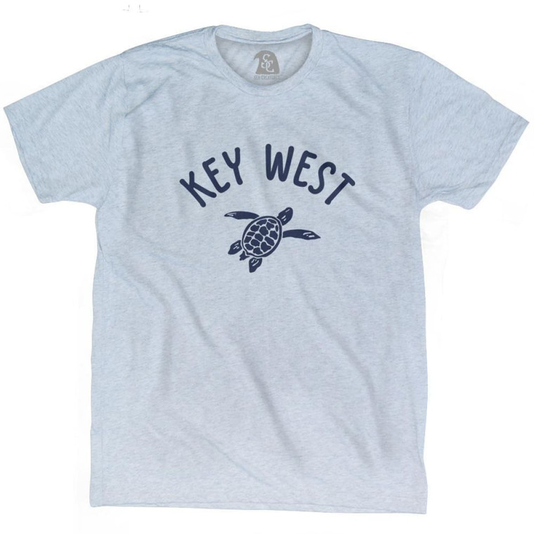Key West Beach Sea Turtle Adult Tri-Blend T-Shirt - Athletic White