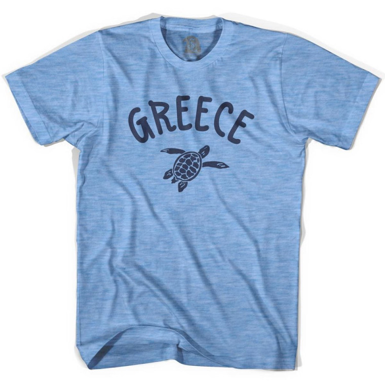 Greece Beach Sea Turtle Adult Tri-Blend T-Shirt - Athletic Blue