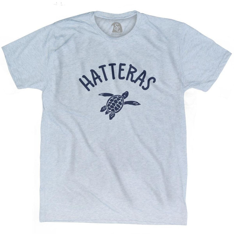 Hatteras Beach Sea Turtle Adult Tri-Blend T-Shirt - Athletic White