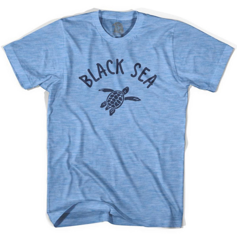 Black Sea Beach Sea Turtle Adult Tri-Blend T-Shirt - Athletic Blue