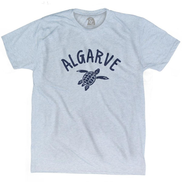 Algarve Beach Sea Turtle Adult Tri-Blend T-Shirt - Athletic White