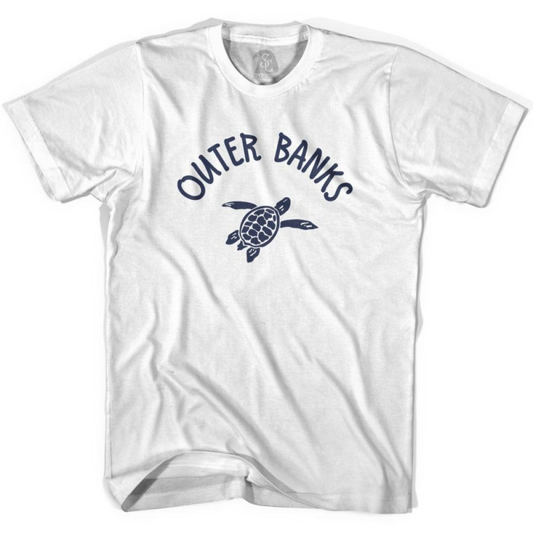 Outer Banks Beach Sea Turtle Womens Cotton T-shirt - White
