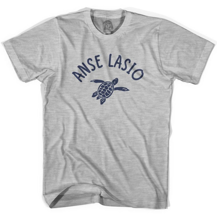 Anse Lasio Beach Sea Turtle Womens Cotton T-Shirt - Grey Heather