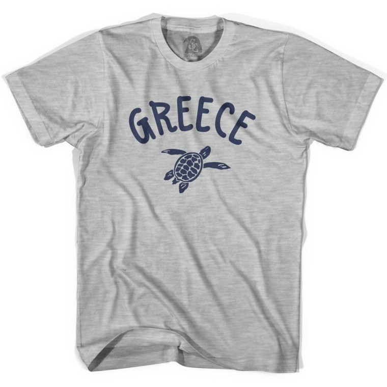 Greece Beach Sea Turtle Womens Cotton T-Shirt - Grey Heather