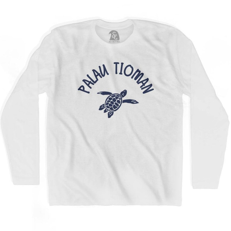 Palau Tioman Beach Sea Turtle Adult Cotton Long Sleeve T-shirt - White