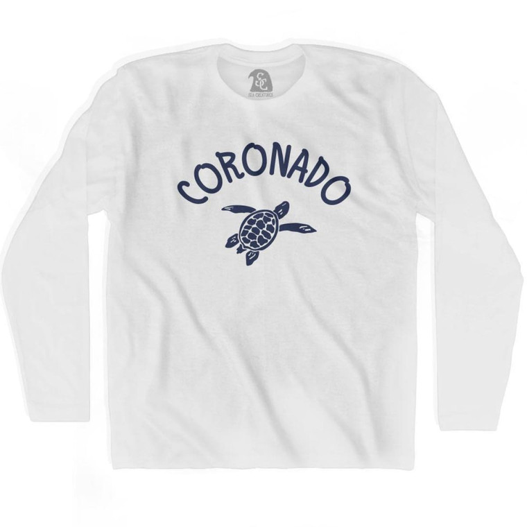 Coronado Beach Sea Turtle Adult Cotton Long Sleeve T-shirt - White