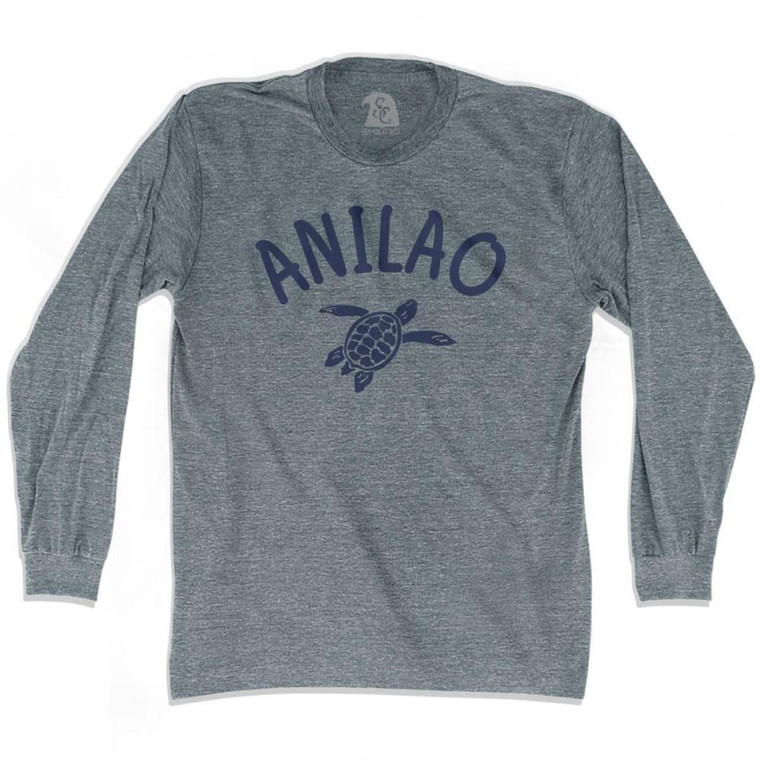 Anilao Beach Sea Turtle Adult Tri-Blend Long Sleeve T-shirt - Athletic Grey