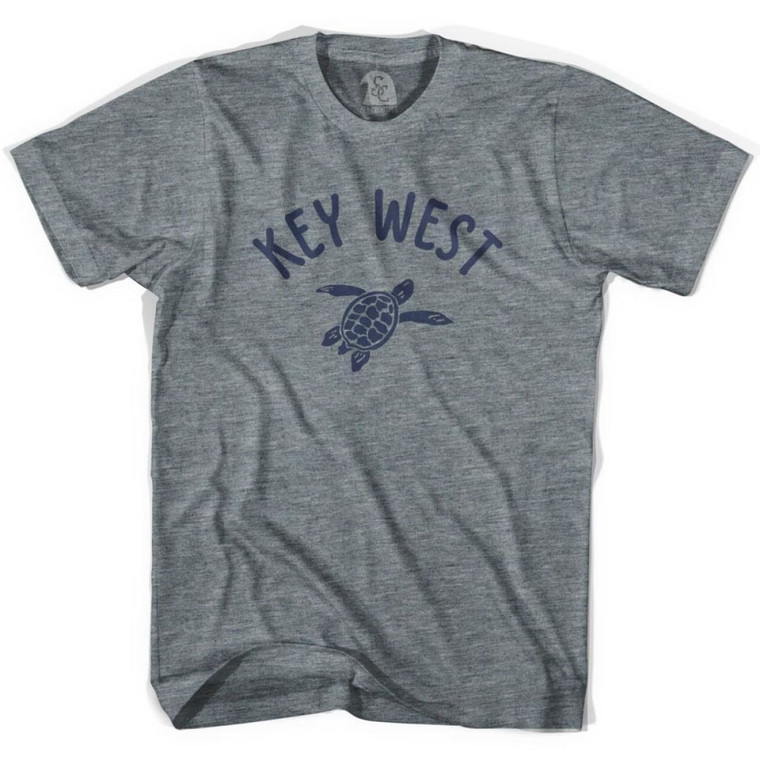 Key West Beach Sea Turtle Adult Tri-Blend T-shirt - Athletic Grey