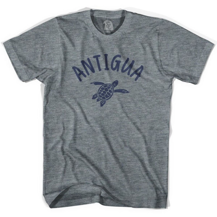 Antigua Beach Sea Turtle Adult Tri-Blend T-shirt - Athletic Grey
