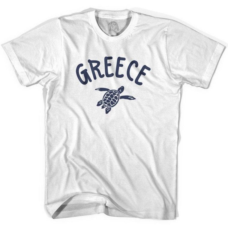 Greece Beach Sea Turtle Adult Cotton T-shirt - White