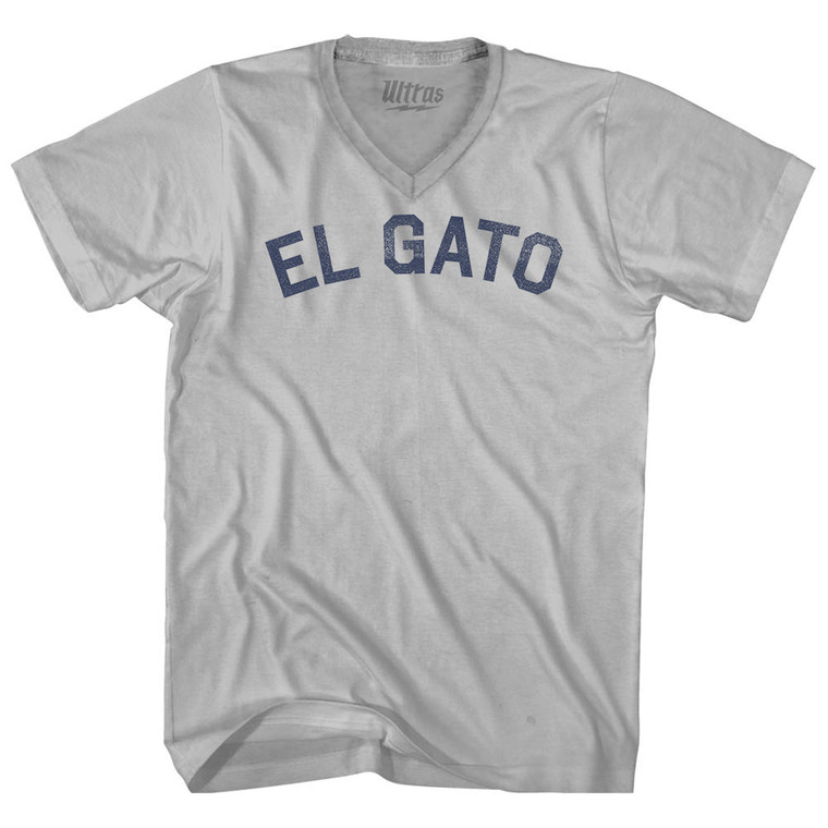 El Gato Adult Tri-Blend V-neck T-shirt - Cool Grey