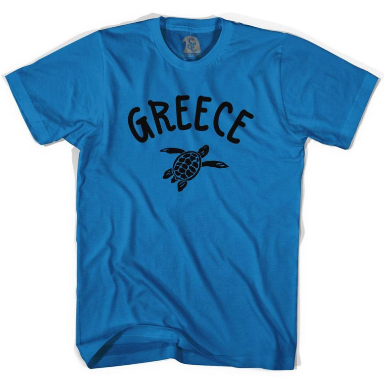 Greece Beach Sea Turtle Adult Cotton T-Shirt - Royal