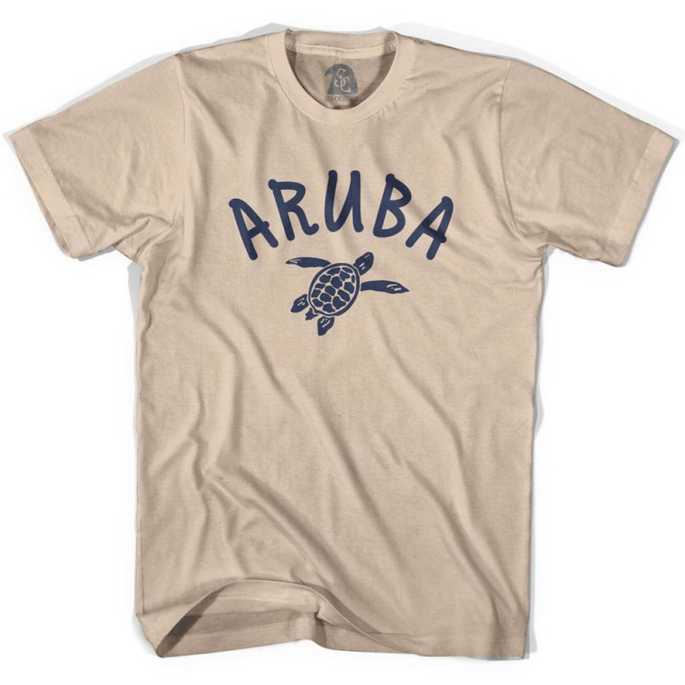 Aruba Beach Sea Turtle Adult Cotton T-Shirt - Creme