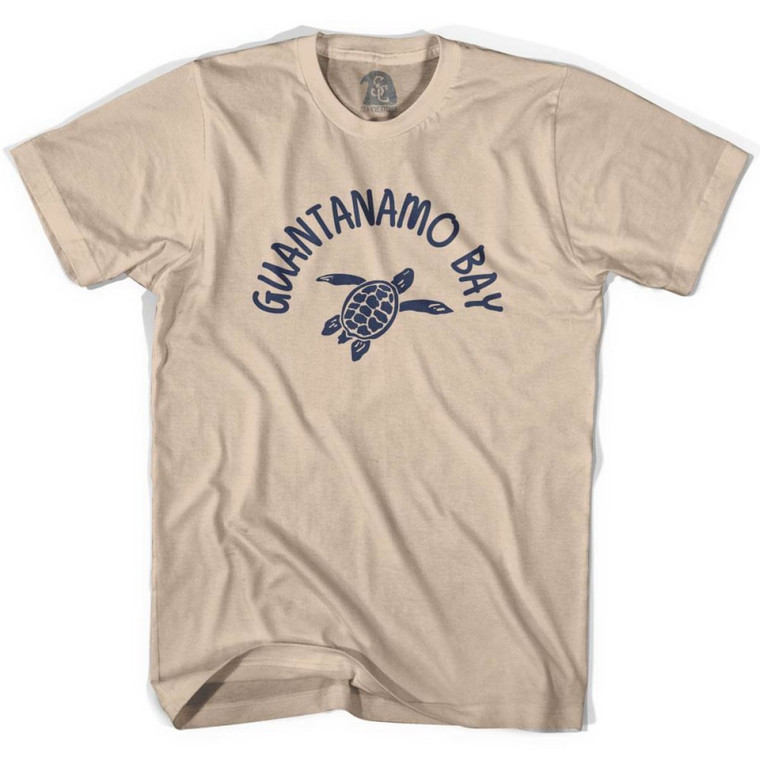 Guantanamo Bay Beach Sea Turtle Adult Cotton T-Shirt - Creme