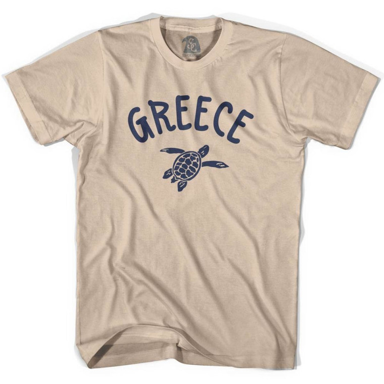 Greece Beach Sea Turtle Adult Cotton T-Shirt - Creme