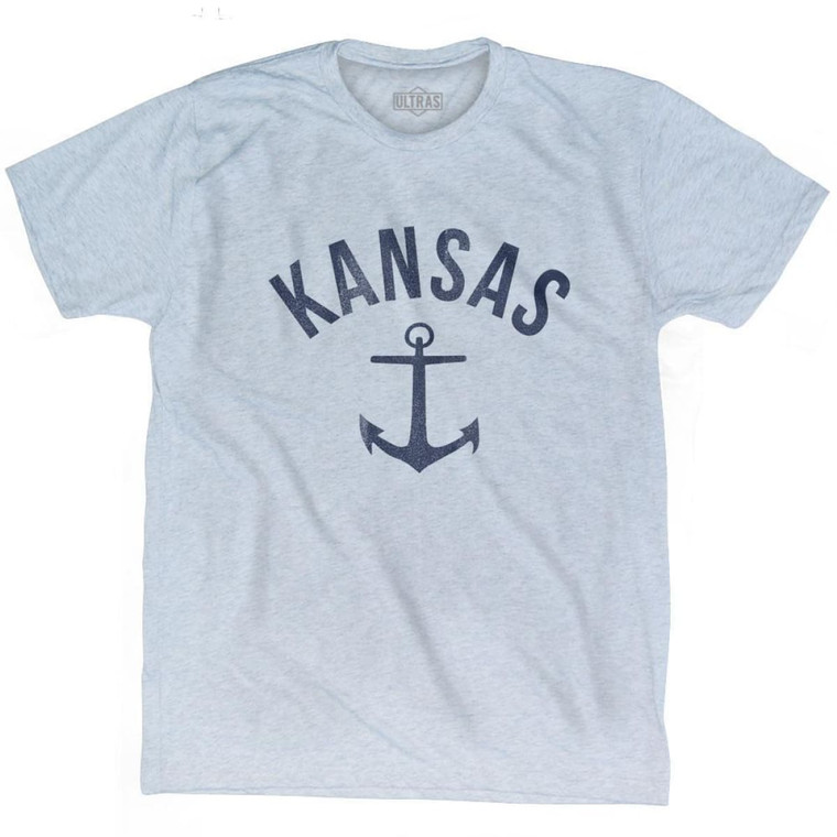 Kansas State Anchor Home Tri-Blend Adult T-Shirt - Athletic White