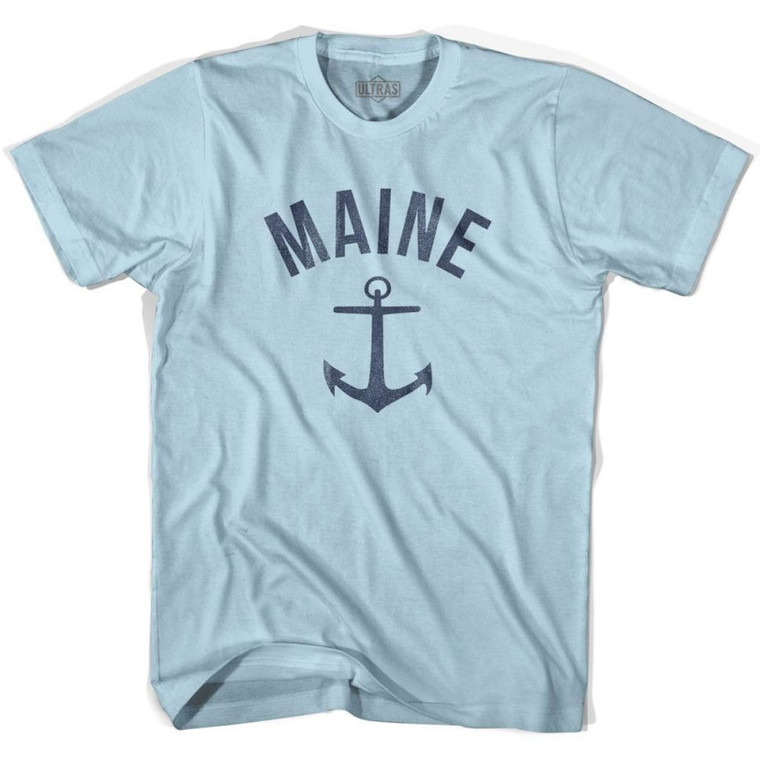 Maine State Anchor Home Cotton Adult T-Shirt - Light Blue