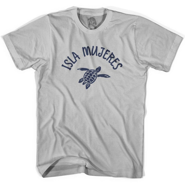 Isla Mujeres Beach Sea Turtle Adult Cotton T-Shirt - Cool Grey
