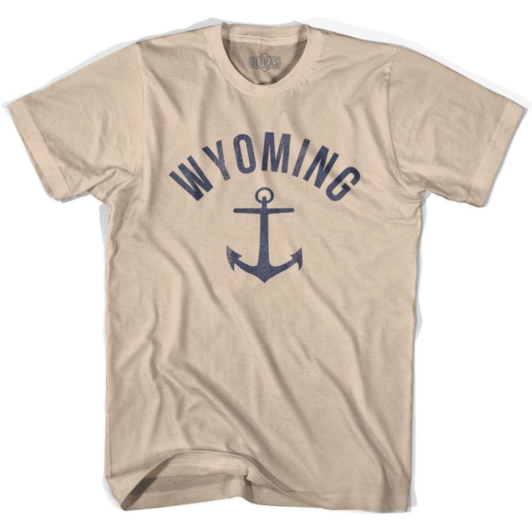 Wyoming State Anchor Home Cotton Adult T-Shirt - Creme