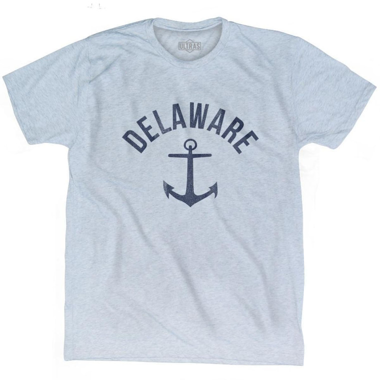 Delaware State Anchor Home Tri-Blend Adult T-Shirt - Athletic White