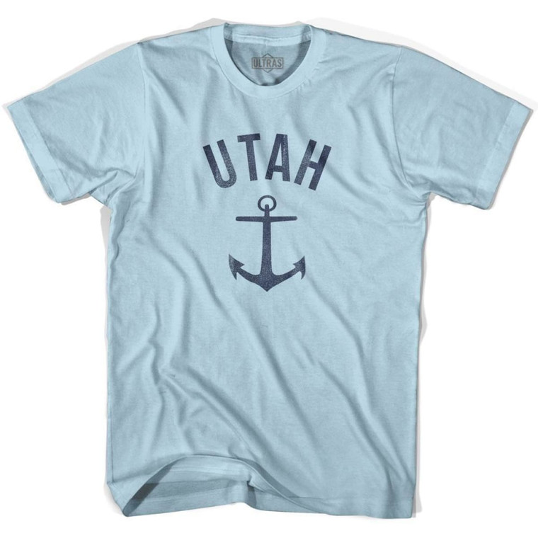 Utah State Anchor Home Cotton Adult T-Shirt - Light Blue