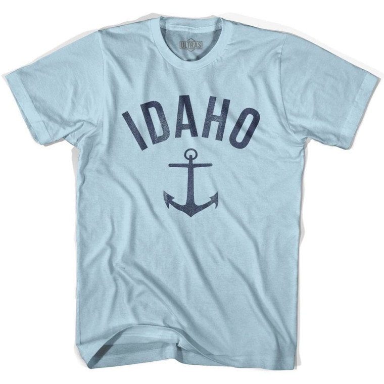 Idaho State Anchor Home Cotton Adult T-Shirt - Light Blue