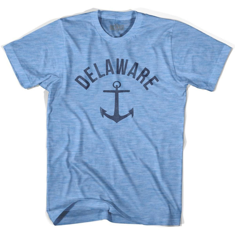 Delaware State Anchor Home Tri-Blend Adult T-Shirt - Athletic Blue