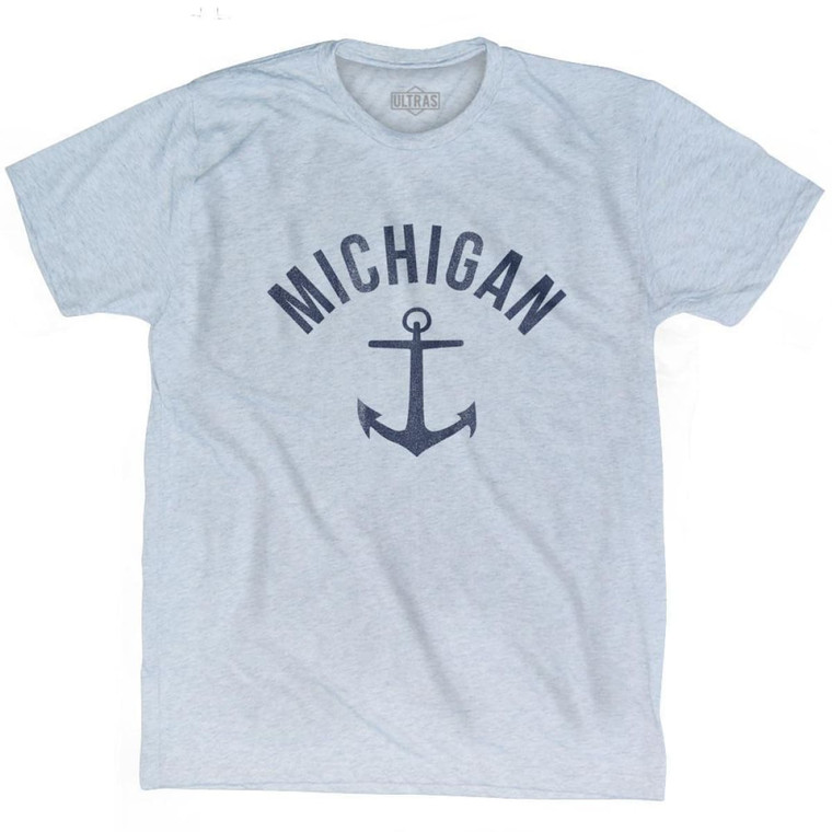Michigan State Anchor Home Tri-Blend Adult T-Shirt - Athletic White