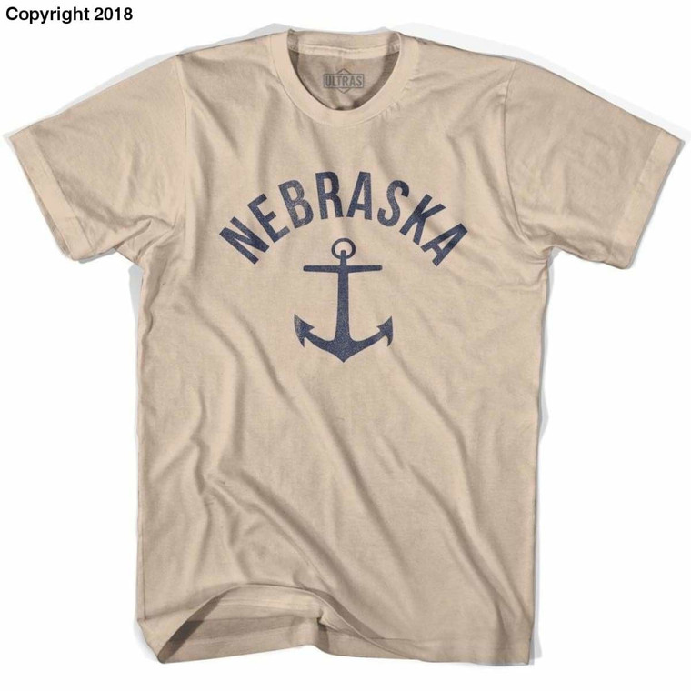 Nebraska State Anchor Home Cotton Adult T-Shirt - Creme