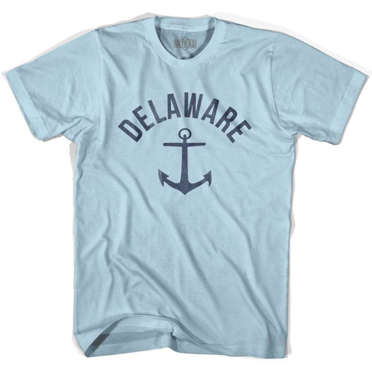 Delaware State Anchor Home Cotton Adult T-Shirt - Light Blue