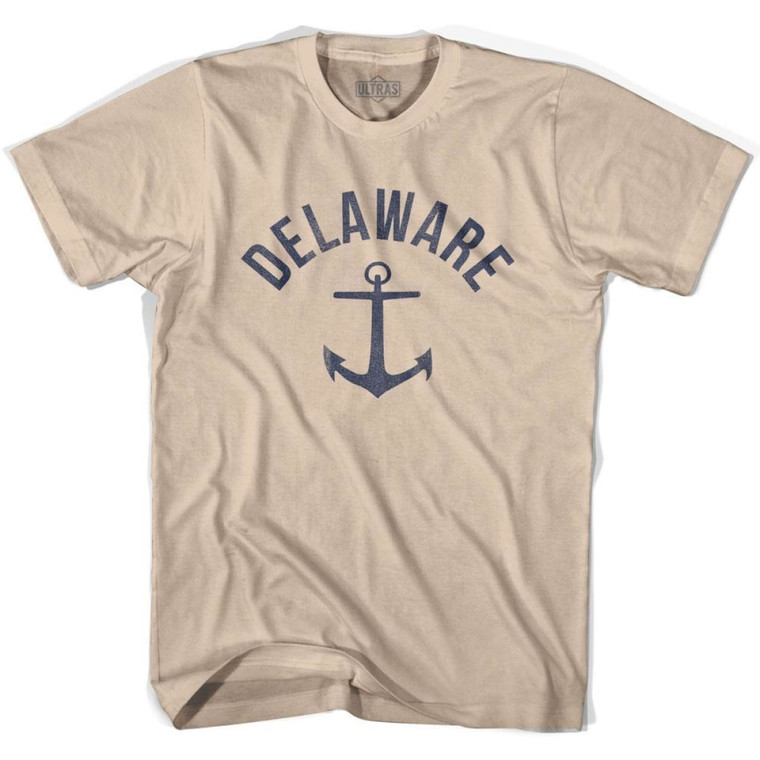 Delaware State Anchor Home Cotton Adult T-Shirt - Creme