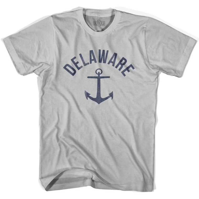 Delaware State Anchor Home Cotton Adult T-Shirt - Cool Grey