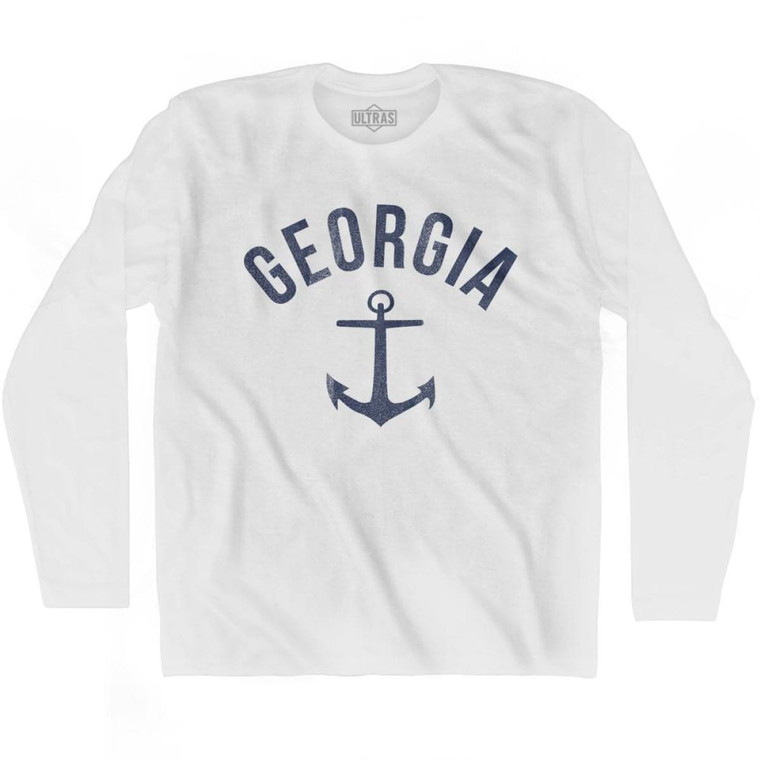 Georgia State Anchor Home Cotton Adult Long Sleeve T-shirt - White