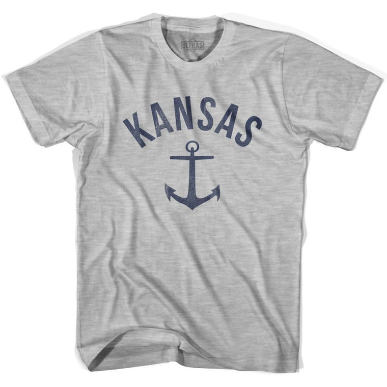 Kansas State Anchor Home Cotton Adult T-Shirt - Grey Heather