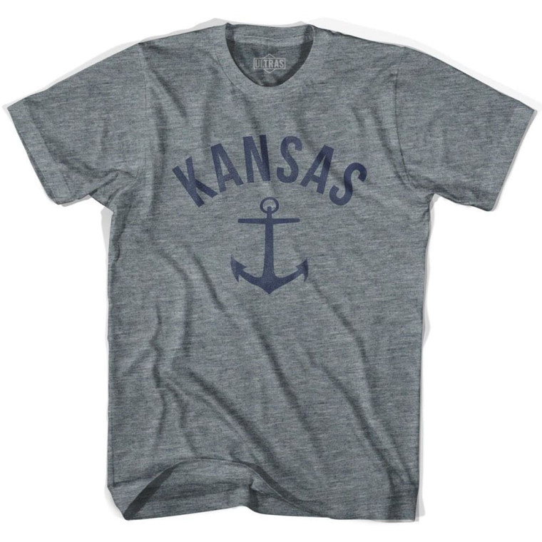 Kansas State Anchor Home Tri-Blend Adult T-shirt - Athletic Grey