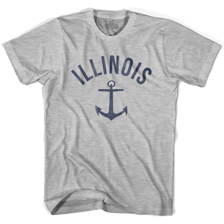 Illinois State Anchor Home Cotton Adult T-Shirt - Grey Heather