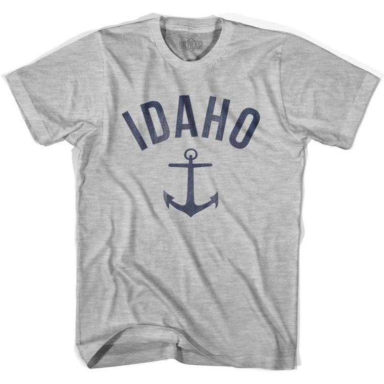 Idaho State Anchor Home Cotton Adult T-Shirt - Grey Heather