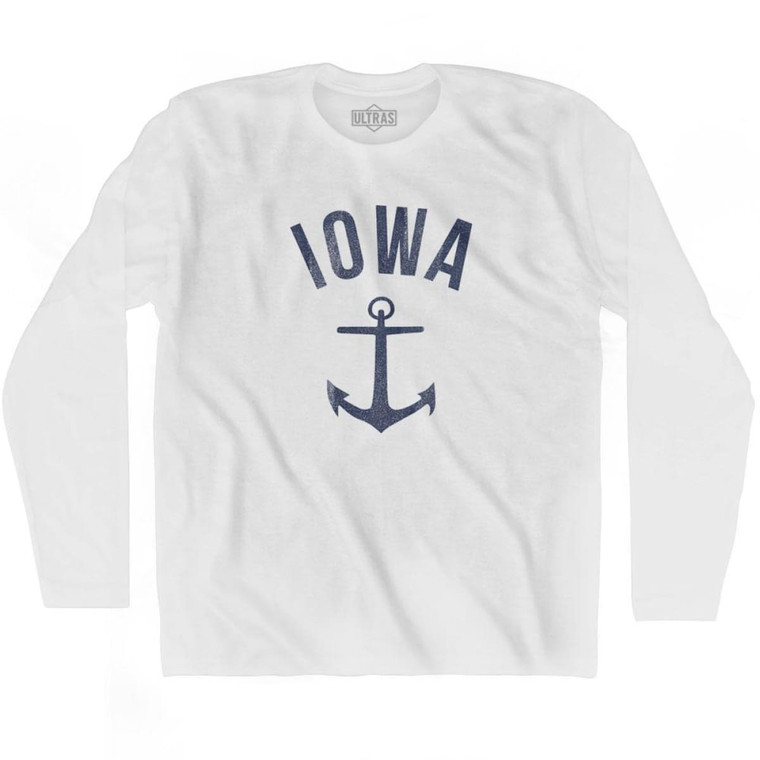 Iowa State Anchor Home Cotton Adult Long Sleeve T-shirt - White