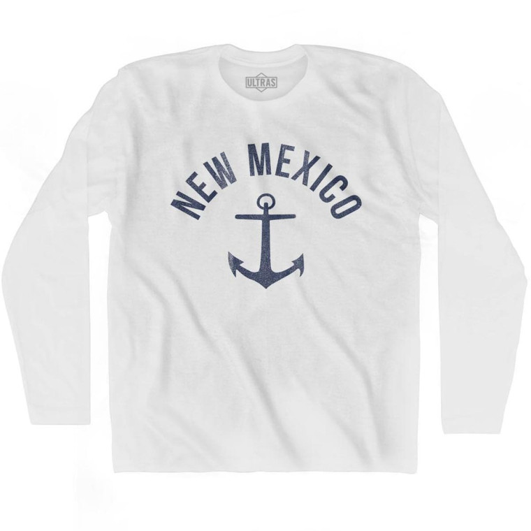 New Mexico State Anchor Home Cotton Adult Long Sleeve T-shirt - White