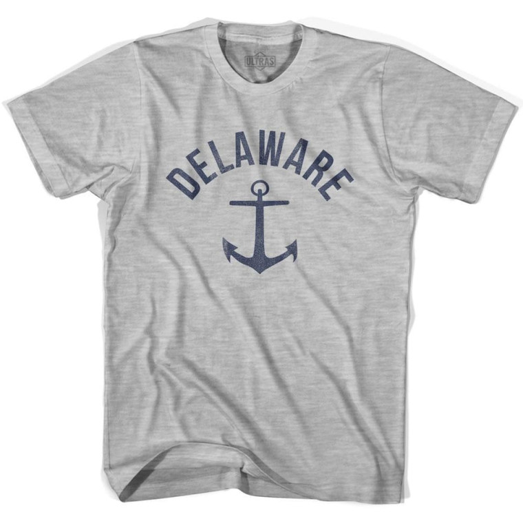 Delaware State Anchor Home Cotton Adult T-Shirt - Grey Heather