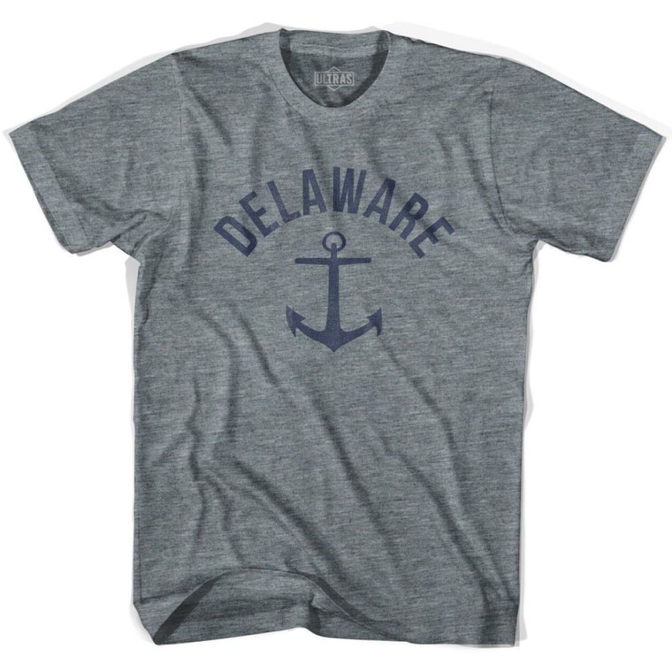 Delaware State Anchor Home Tri-Blend Adult T-shirt - Athletic Grey