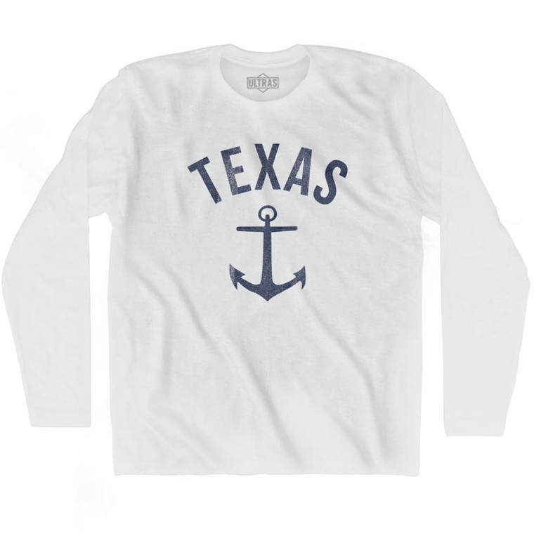 Texas State Anchor Home Cotton Adult Long Sleeve T-shirt - White