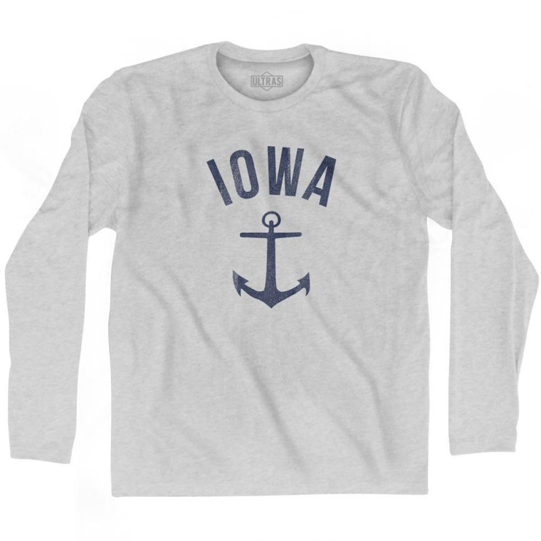 Iowa State Anchor Home Cotton Adult Long Sleeve T-Shirt - Grey Heather