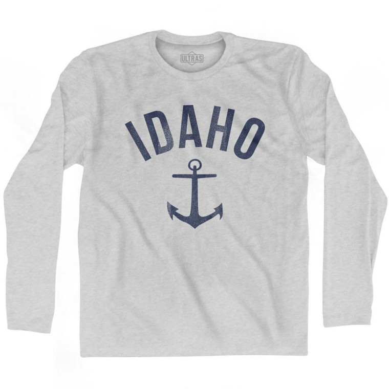 Idaho State Anchor Home Cotton Adult Long Sleeve T-Shirt - Grey Heather