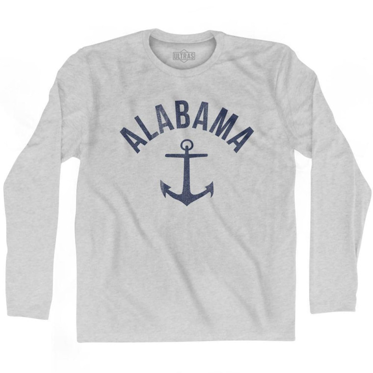 Alabama State Anchor Home Cotton Adult Long Sleeve T-Shirt - Grey Heather