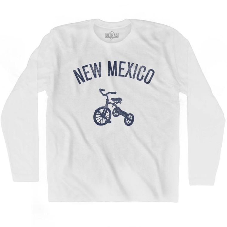 New Mexico State Tricycle Adult Cotton Long Sleeve T-shirt - White