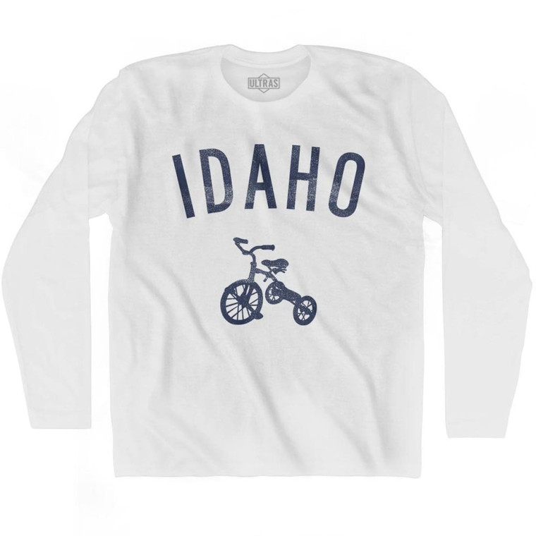 Idaho State Tricycle Adult Cotton Long Sleeve T-shirt - White