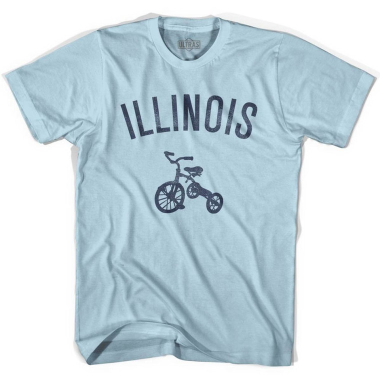 Illinois State Tricycle Adult Cotton T-Shirt - Light Blue